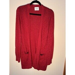Stitches & Stripes Women's Open Front Slub Cardigan Size XL Burgundy Color